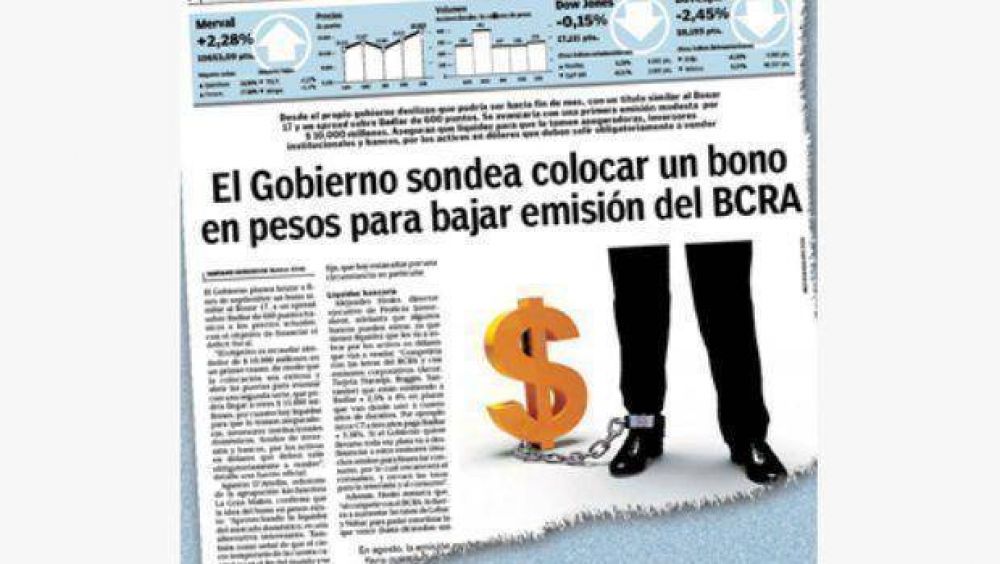 Emiten bono por $ 10.000 millones el mircoles para aliviar al Central