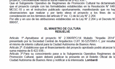 Cultura: m�s adjudicaciones millonarias para proyectos