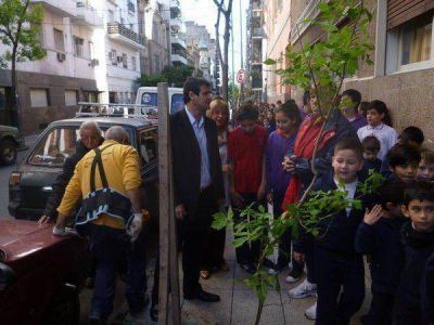 Balvanera: la Comuna 3 plant� �rboles junto a estudiantes
