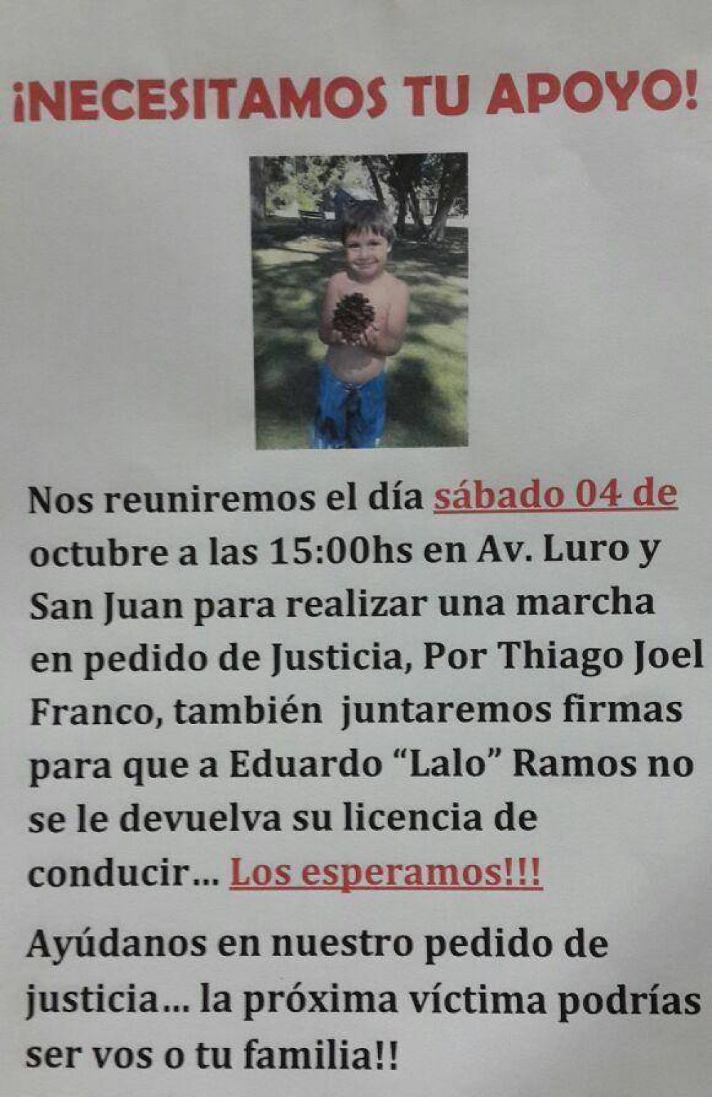 Caso �Lalo� Ramos: Familiares del menor realizar�n marcha exigiendo justicia
