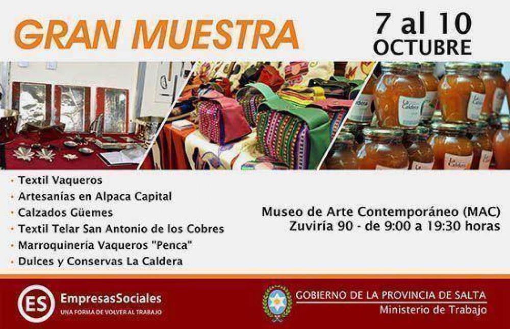 Desde ma�ana estar� habilitada una gran muestra con productos de empresas sociales salte�as