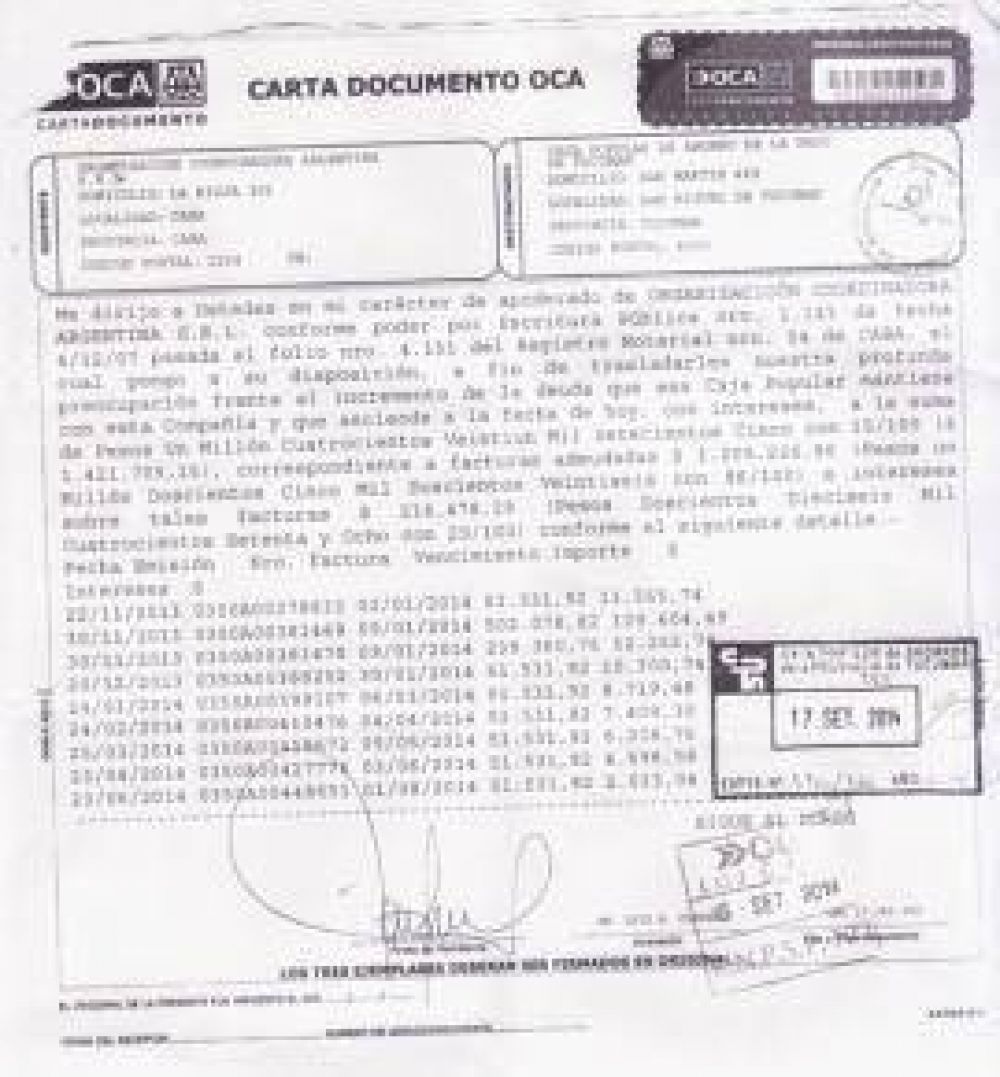 La Caja Popular no paga el correo: le adeuda 1,5 millones de pesos a OCA