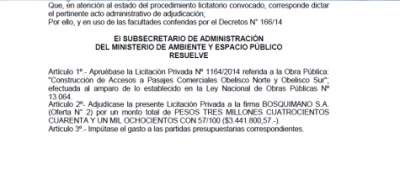 Ciudad: adjudicaci�n privada por $3 millones