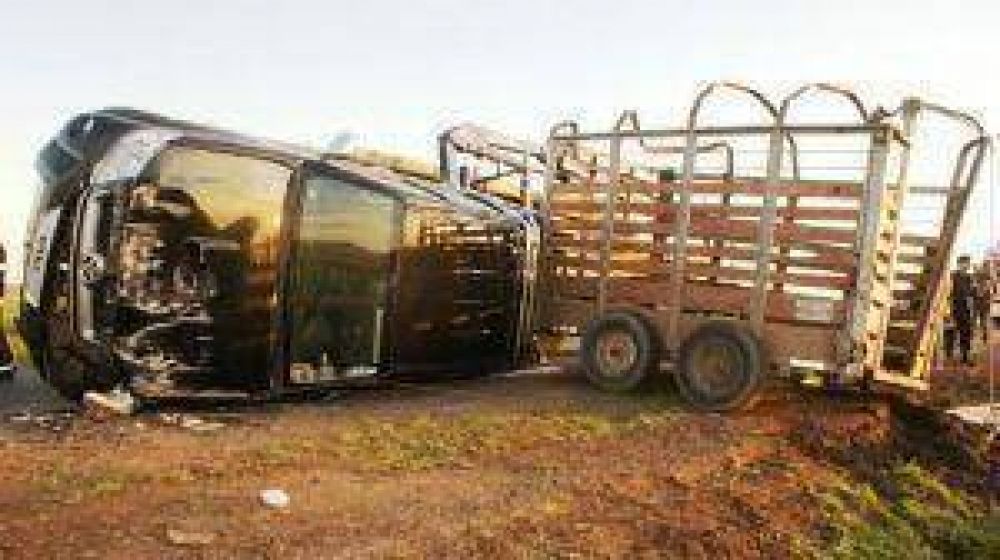 Volc� una camioneta que trasladaba un tr�iler con 3 equinos