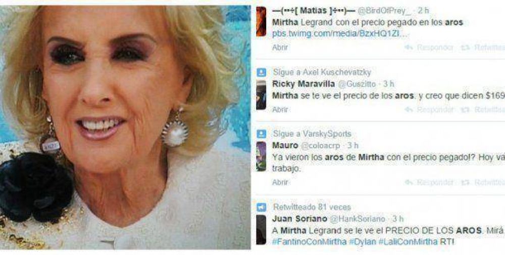 El blooper del d�a: se olvidaron de sacarle el precio a los aros de Mirtha Legrand