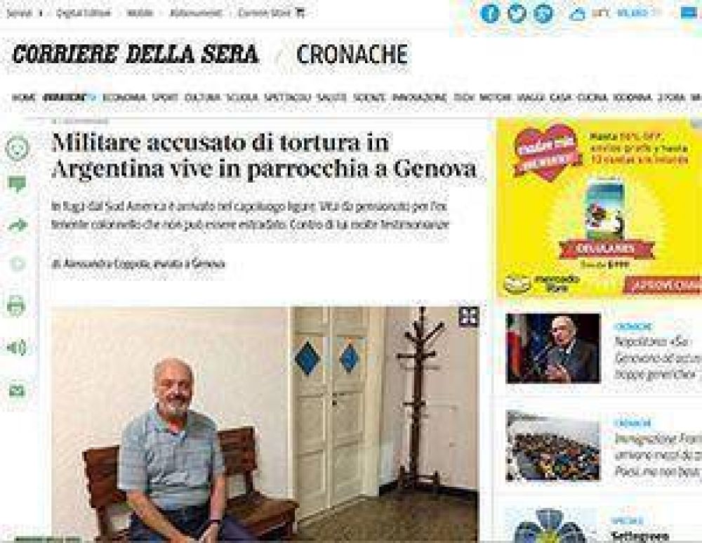  En San Juan lo buscan por torturas y hace caridad en Italia