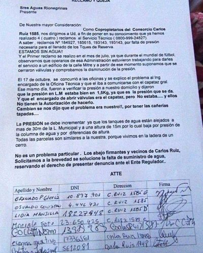 Vecinos de Barrio Mitre sin soluciones ante la falta de agua