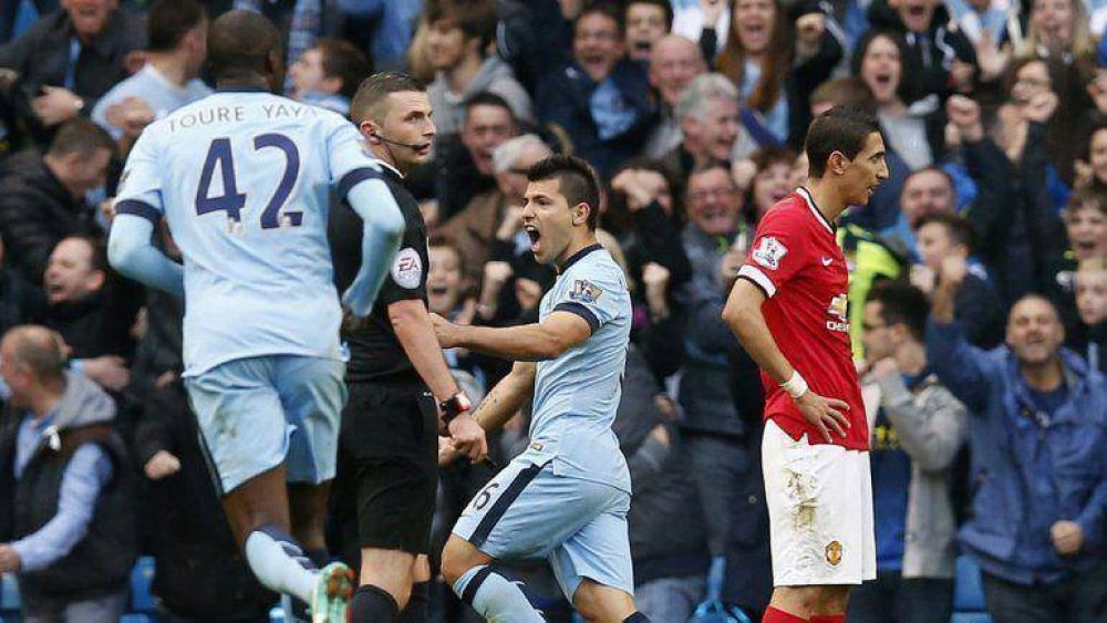 Con un golazo de Ag�ero, el City gan� el cl�sico de Manchester ante el United de Rojo y Di Mar�a