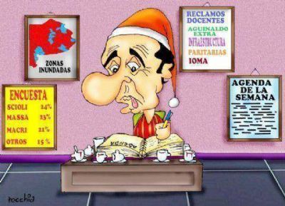 Mientras Scioli creci� en las encuestas e intensifica la agenda, subi� el agua y la tensi�n docente 