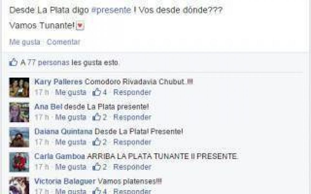 Desde qu� lugares apoyan la b�squeda del Tunante II
