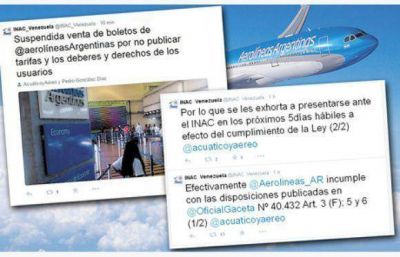 Suspensi�n de venta de pasajes despert�la pol�mica entre Aerol�neas y Venezuela