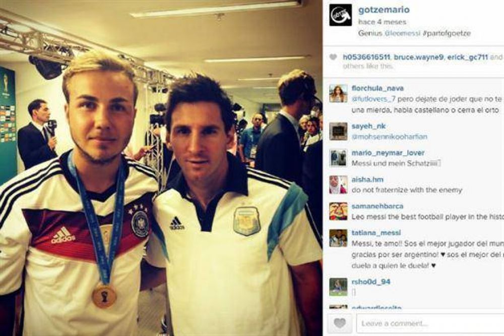 La verdadera historia de la foto de Mario G�tze con Lionel Messi apenas termin� la final del Mundial