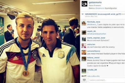 La verdadera historia de la foto de Mario G�tze con Lionel Messi apenas termin� la final del Mundial
