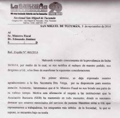 La Bancaria le reclama a 