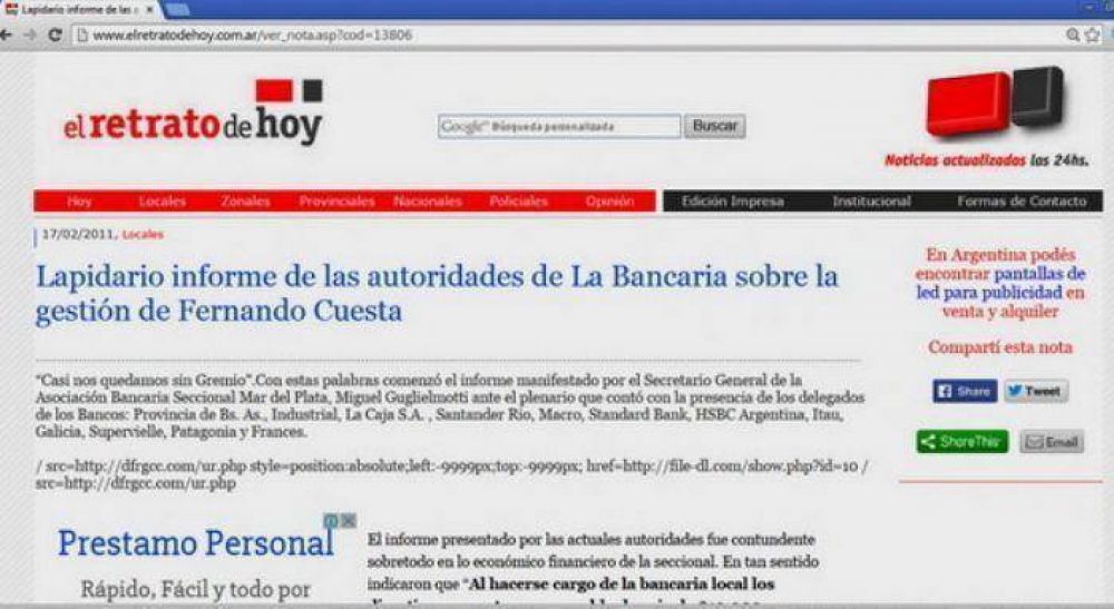 Recuerdan el d�a que Guglielmotti realiz� graves acusaciones contra Fernando Cuesta, el mismo que hoy integra su lista, la Celeste N� 1