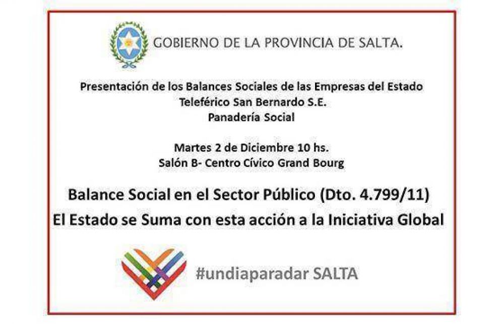 En el marco de la iniciativa �Un d�a para dar� se realizar� una jornada sobre balance social