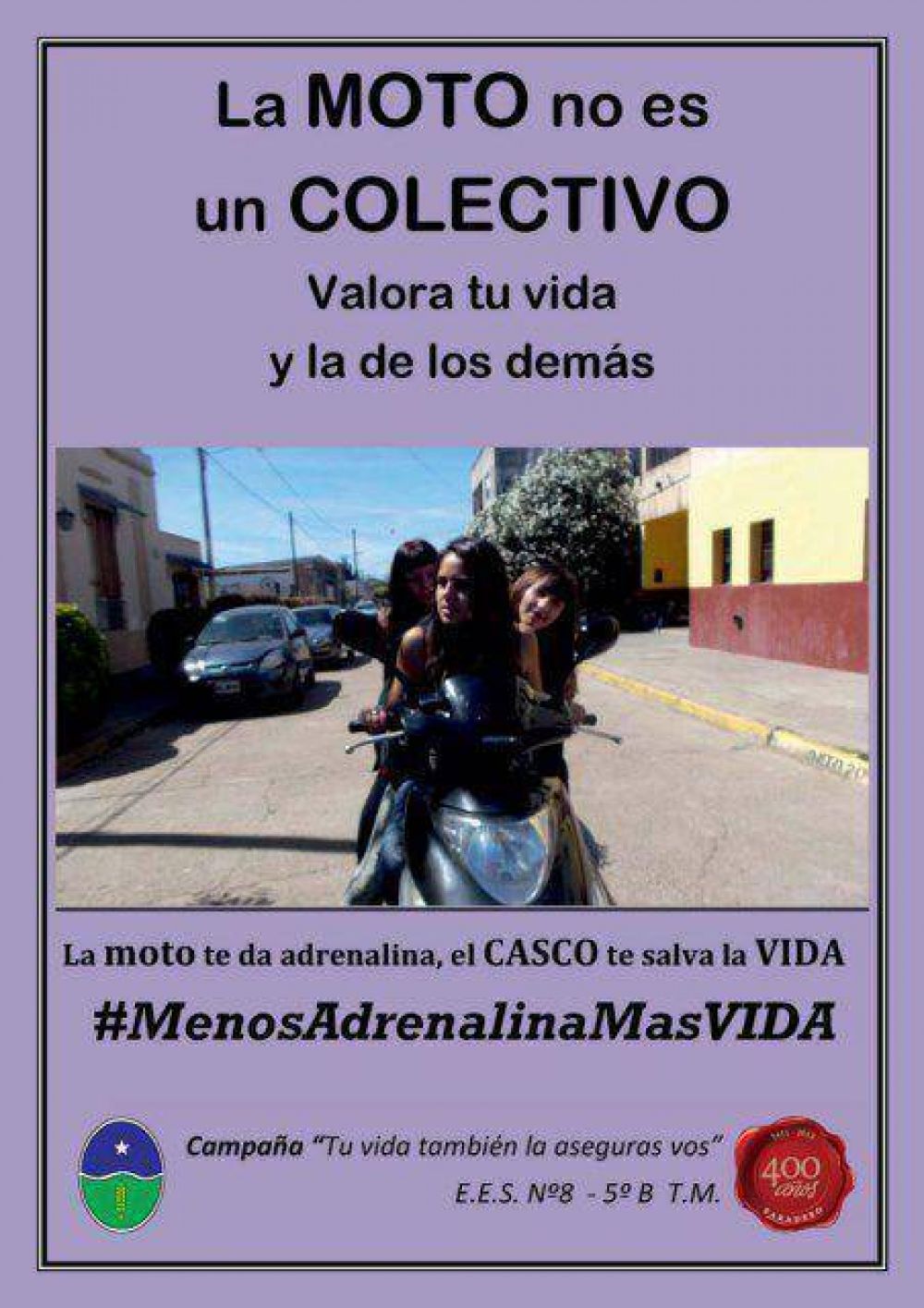 Campa�a de Seguridad Vial realizada por los alumnos de 5to.B de la E.E.S. N�8