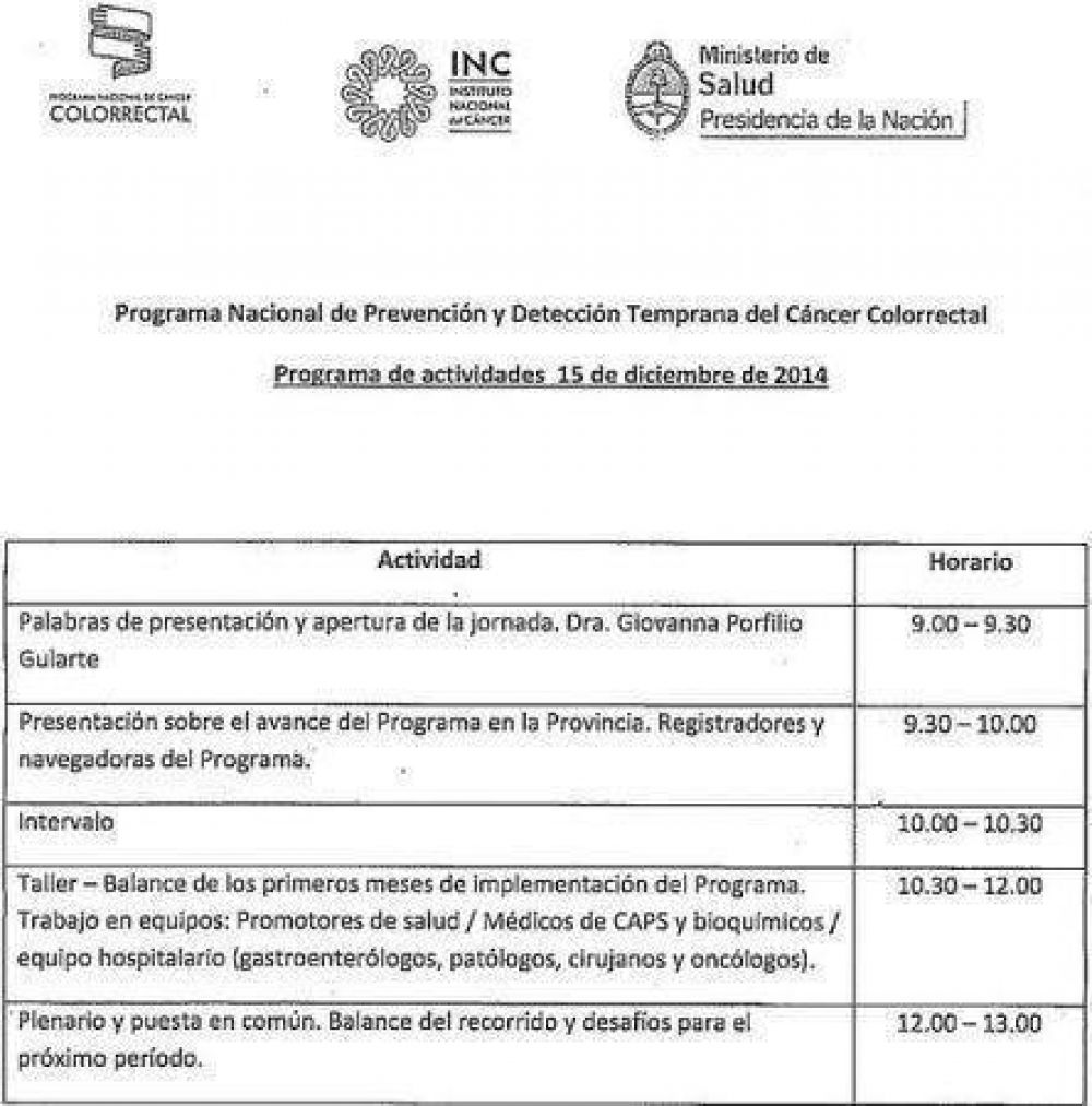 Realizar�n la 4� Semana de Prevenci�n de C�ncer Colorrectal