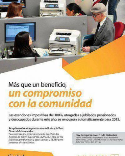 Capital: Las exenciones impositivas del 100% para jubilados y pensionados fueron renovadas autom�ticamente