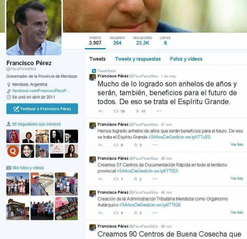 P�rez hizo por Twitter su balance por los tres a�os de gobierno
