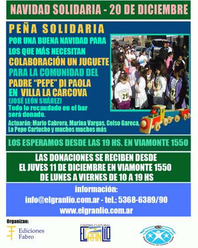 Pe�a solidaria a beneficio de la comunidad del Padre Pepe Di Paola en Villa La C�rcova