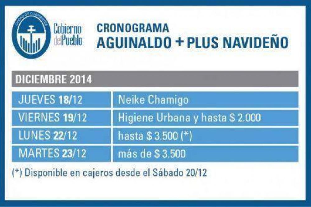 Desde el jueves 18 el Municipio capitalino paga aguinaldo m�s plus navide�o