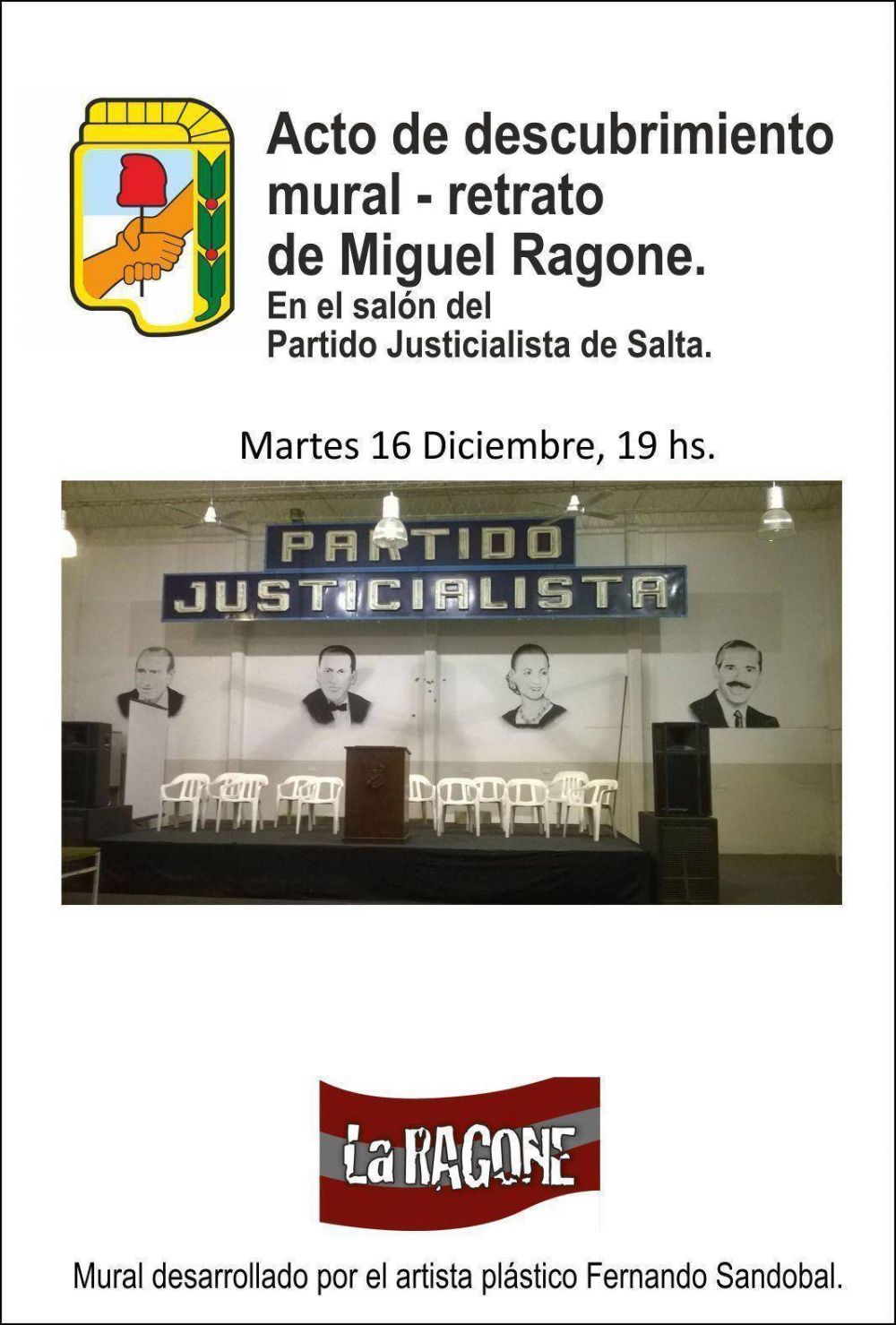 Se descubrir� un mural con la imagen de Miguel Ragone
