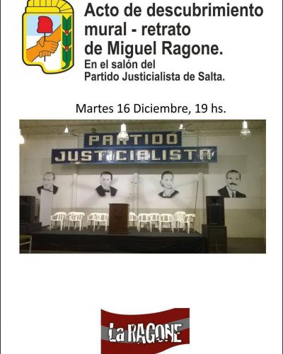 Se descubrir� un mural con la imagen de Miguel Ragone