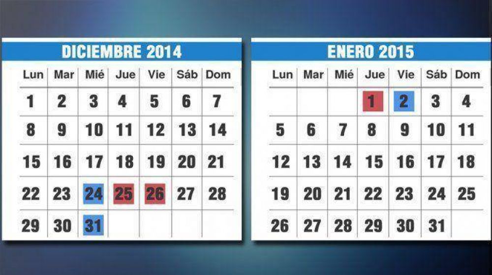 �Cu�les son los feriados y asuetos por Navidad y A�o Nuevo?