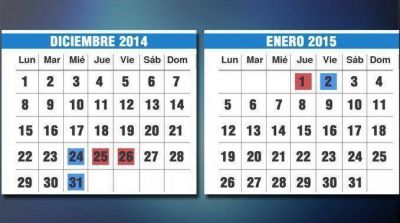 �Cu�les son los feriados y asuetos por Navidad y A�o Nuevo?