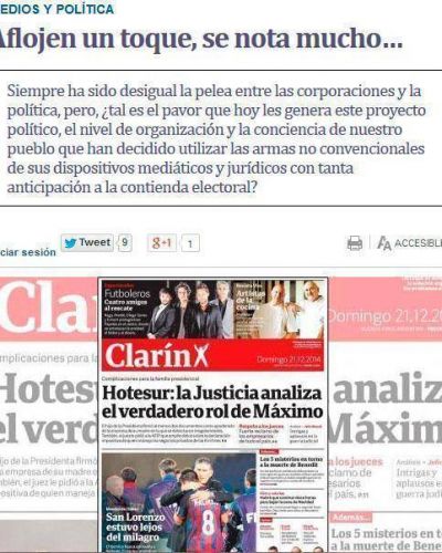 La Presidenta respald� a Larroque, que repudi� una tapa del diario Clar�n