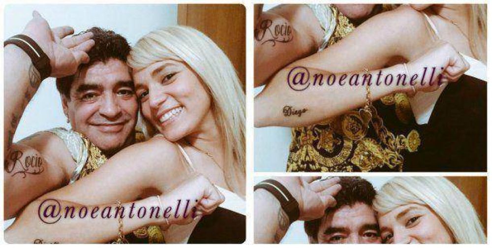 Maradona y Roc�o Oliva mostraron el tatuaje que los une: m�s cholulos que nunca