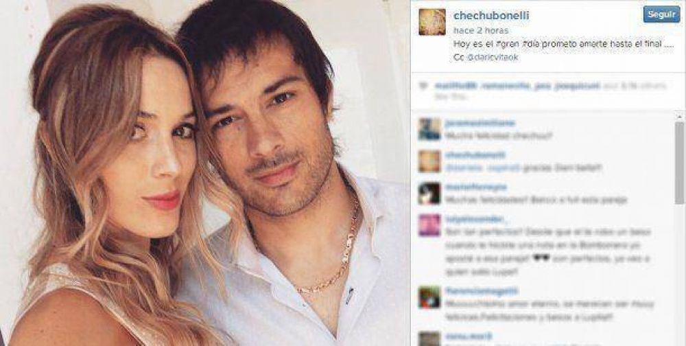 El rom�ntico mensaje de Chechu Bonelli en el d�a de su boda con Cvitanich
