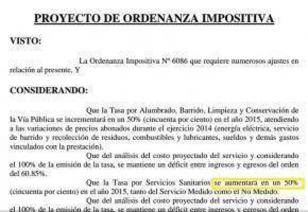 Ejecutivo present� Ordenanzas Fiscal e Impositiva