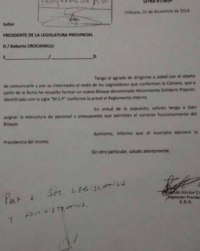 Tapia confirm� su alejamiento del Frente Para la Victoria en la legislatura provincial