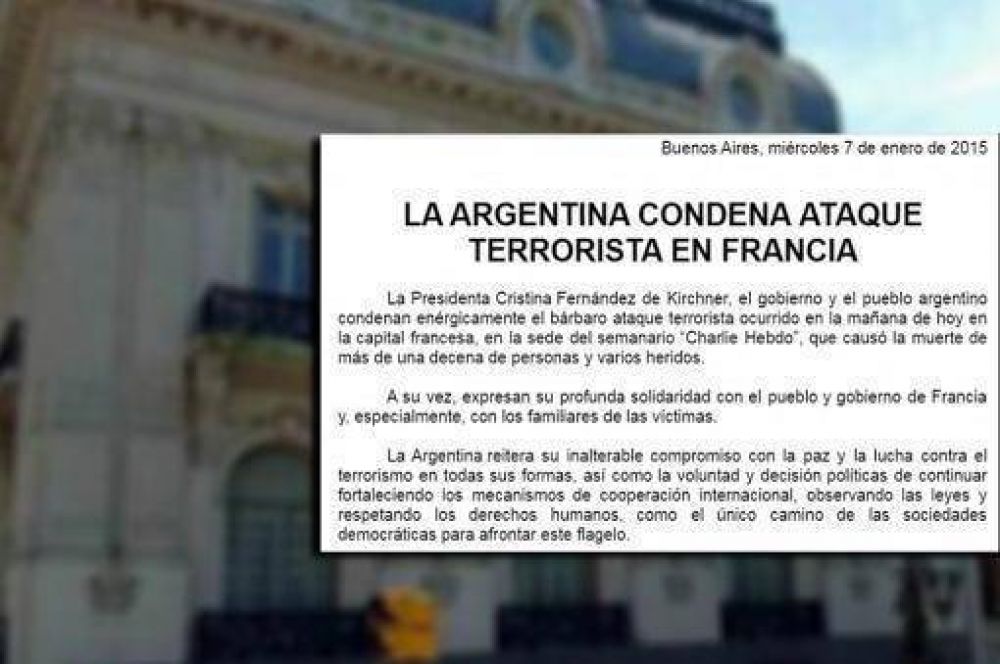Argentina manifest� su condena al ataque terrorista en Francia
