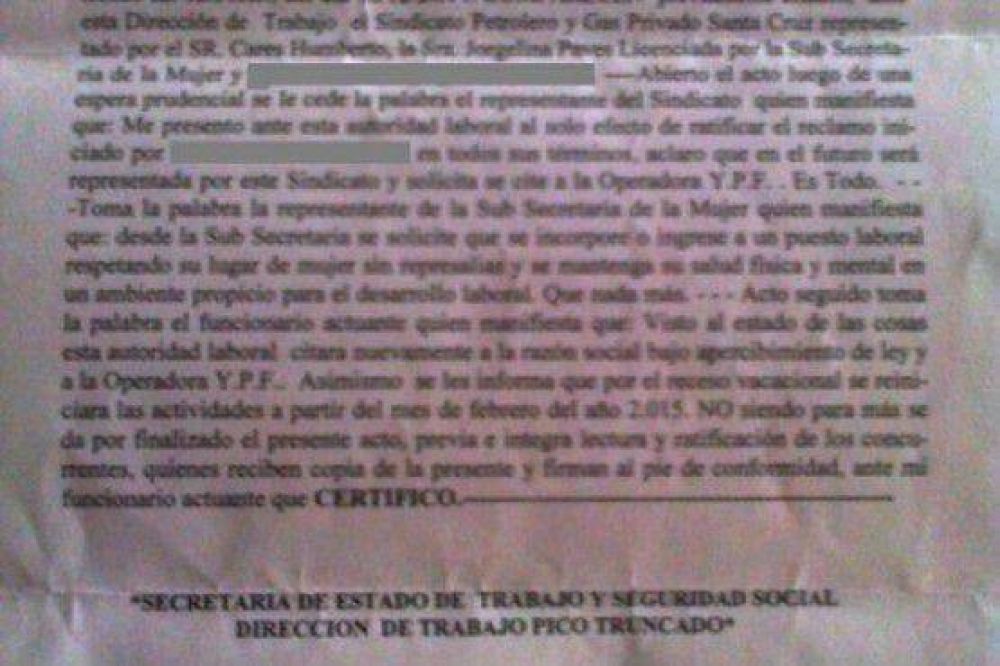 Denuncian por acoso sexual a dirigente petrolero en Las Heras 