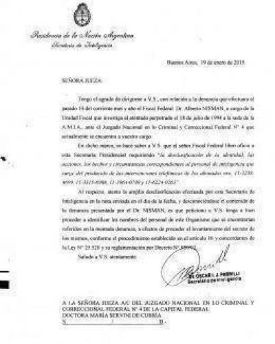 La Presidenta orden� a Inteligencia desclasificar informaci�n solicitada por Nisman
