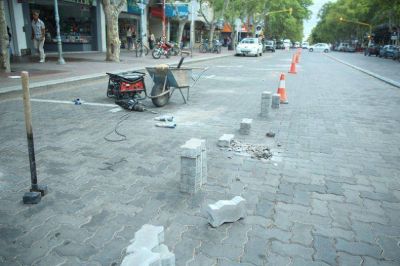 Reemplazaron adoquines en la avenida San Mart�n