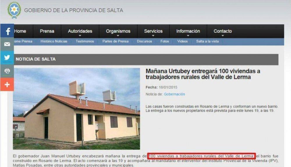Entregaron casas sociales que eran para peones rurales a funcionarios 