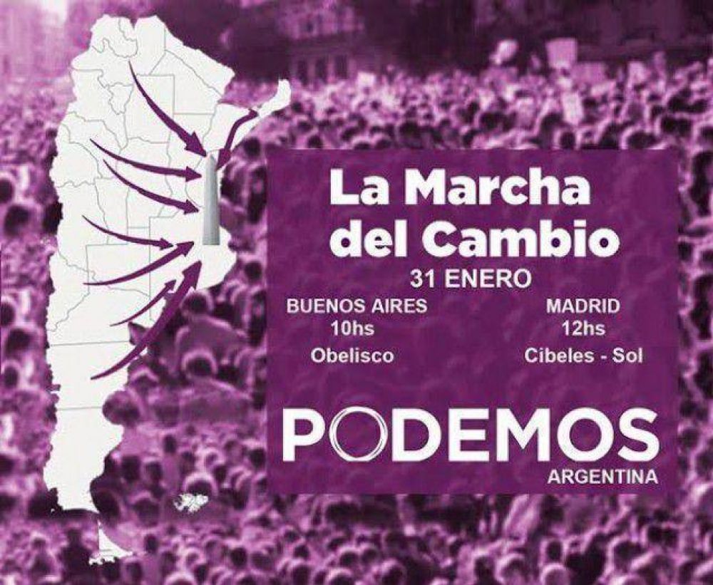 Ernesto Mattos, economista del Colectivo Rodolfo, presente en La Marcha del Cambio que impulsa el partido Podemos de Espa�a, en la Capital Federal