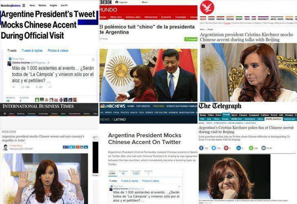 Medios del mundo critican a Cristina por su chiste sobre los chinos y 