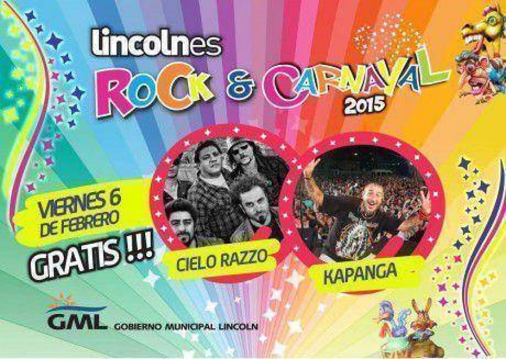 Kapanga y Cielo Razzo, el viernes, en los Carnavales Artesanales de Lincoln