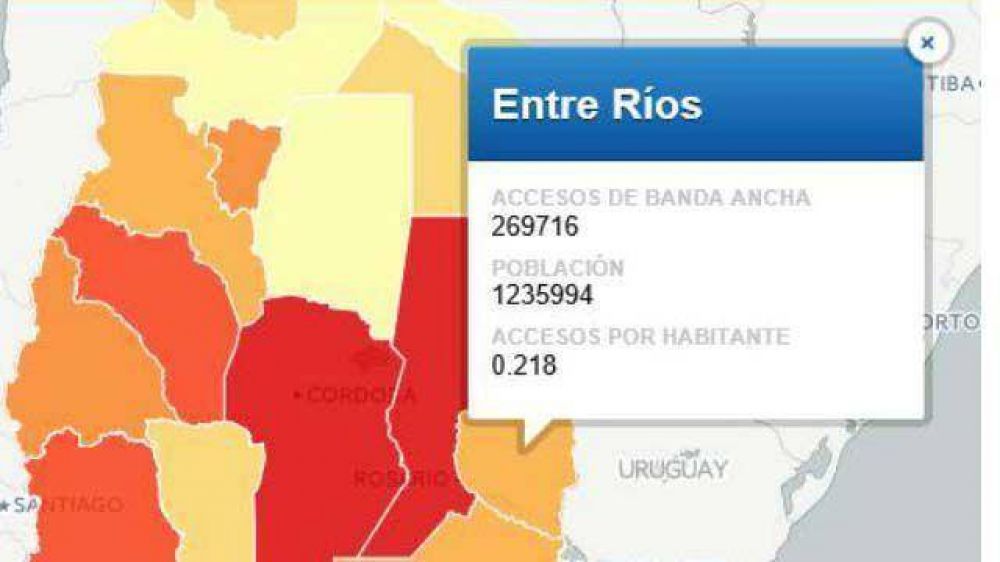 Qu� puesto ocupa Entre R�os en el ranking nacional de acceso a internet	
