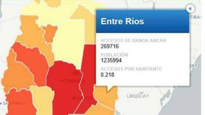 Qu� puesto ocupa Entre R�os en el ranking nacional de acceso a internet	