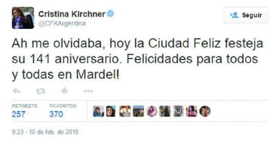 El saludo de la Presidenta a los marplatenses en el 141 aniversario