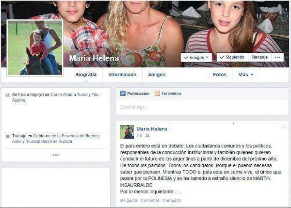 La mujer de Sol� se despach� contra Insaurralde