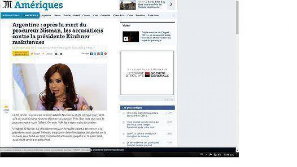 La imputaci�n a Cristina da la vuelta al mundo