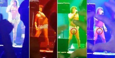 El descuido de la Mona Jim�nez en un show