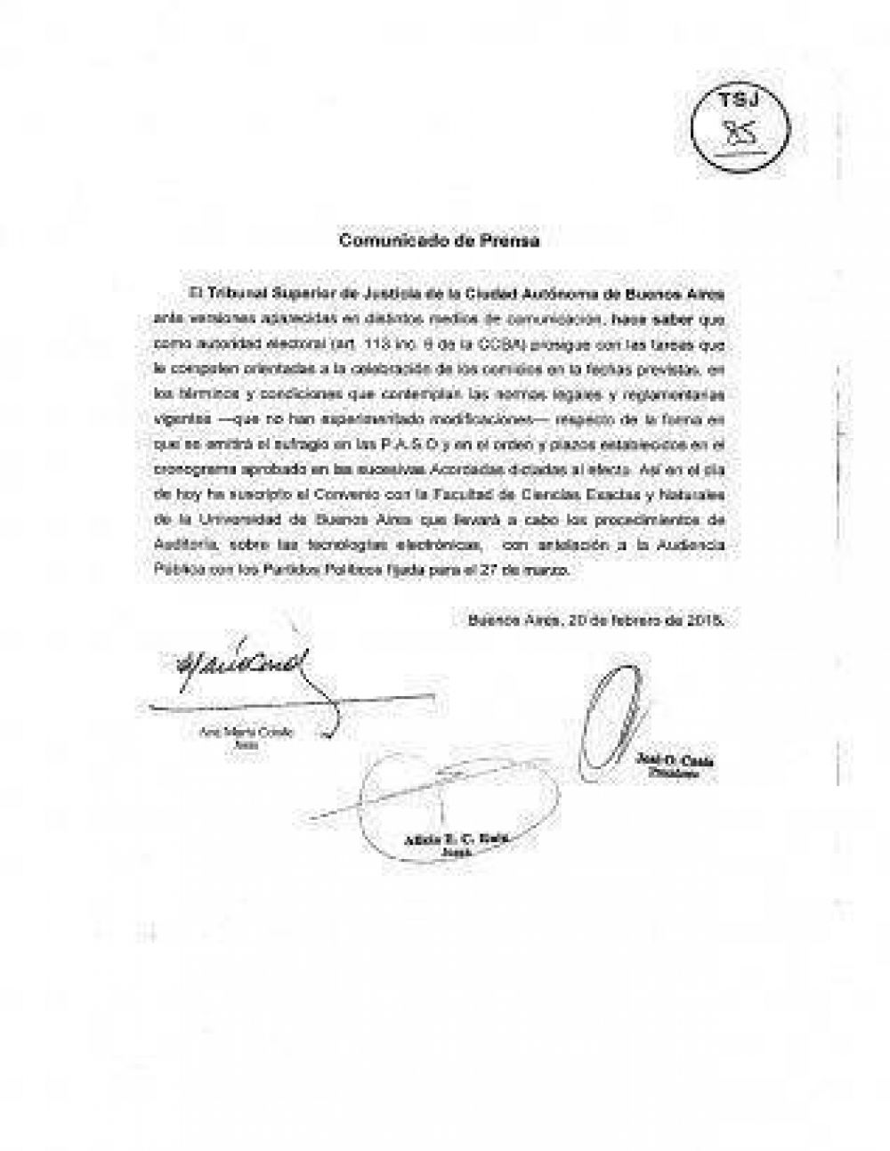 El TSJ se deslig� de las versiones